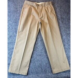 LL Bean Mens Comfort Waist Chino Pants Beige 36x29 Cotton Classic Casual Preppy